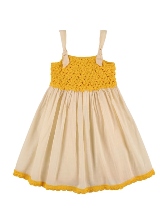 Zimmermann: Kleid aus Baumwollmusselin - Weiß/Gelb - kids-girls_0 | Luisa Via Roma