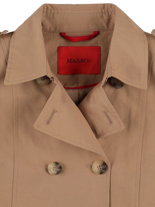 Max&co: Langer Trenchcoat aus Baumwolle und Nylon - Beige - kids-girls_1 | Luisa Via Roma