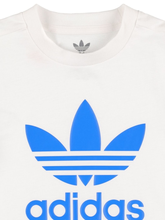 adidas Originals: T-shirt e shorts in cotone con logo - Blu - kids-boys_1 | Luisa Via Roma