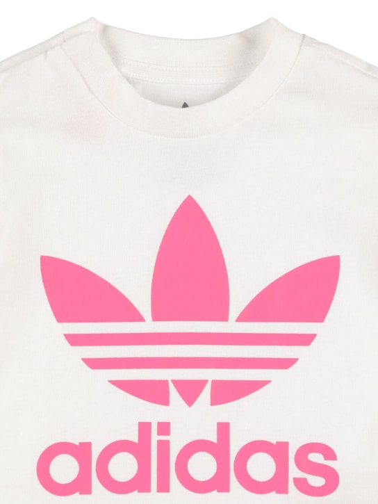 adidas Originals: T-shirt e shorts in misto cotone con logo - Rosa - kids-girls_1 | Luisa Via Roma