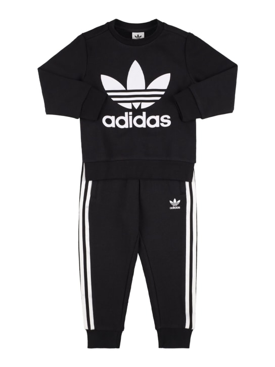 adidas Originals: Cotton blend sweatshirt & sweatpants - Black/White - kids-girls_0 | Luisa Via Roma