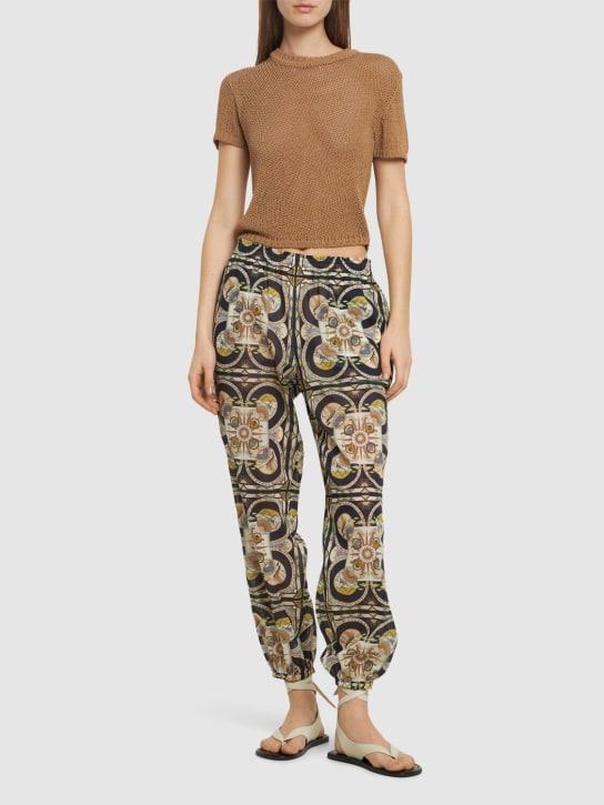 Tory Burch: Pantaloni in cotone stampato - Multicolore - women_1 | Luisa Via Roma