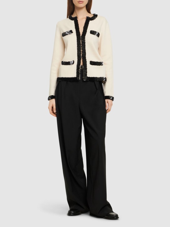 Tory Burch: Embellished Kendra wool jacket - White/Black - women_1 | Luisa Via Roma