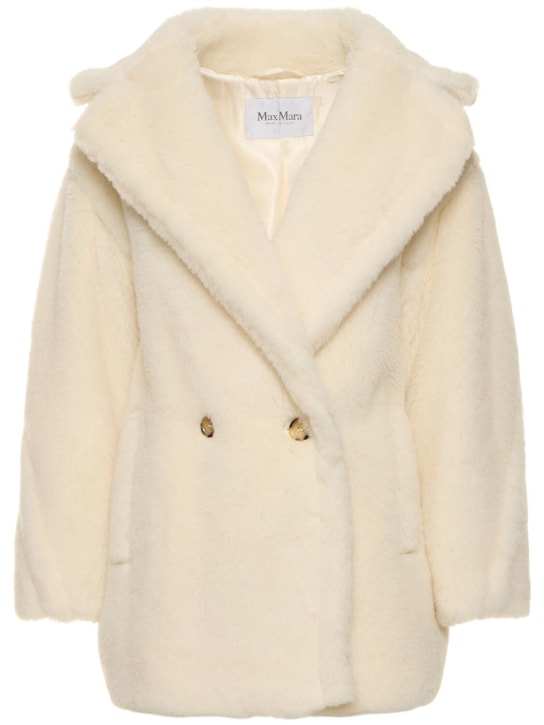 Max Mara: Espero wool blend double breasted coat - Ivory - women_0 | Luisa Via Roma