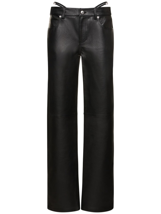Alexander Wang: Jean taille basse en cuir - Noir - women_0 | Luisa Via Roma