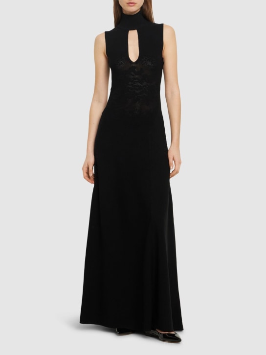 Victoria Beckham: Cutout front viscose blend long dress - Black - women_1 | Luisa Via Roma
