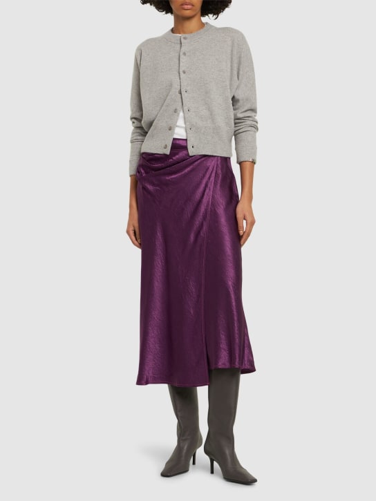 Acne Studios: Satin wraparound midi skirt - Purple - women_1 | Luisa Via Roma