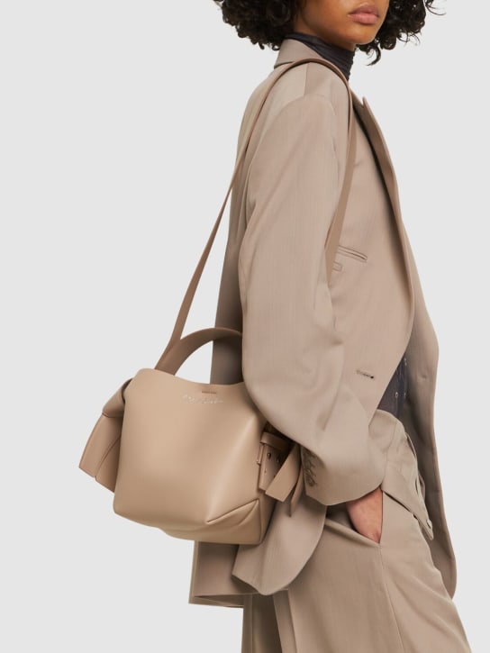 Acne Studios: Mini Musubi leather top handle bag - Taupe Beige - women_1 | Luisa Via Roma