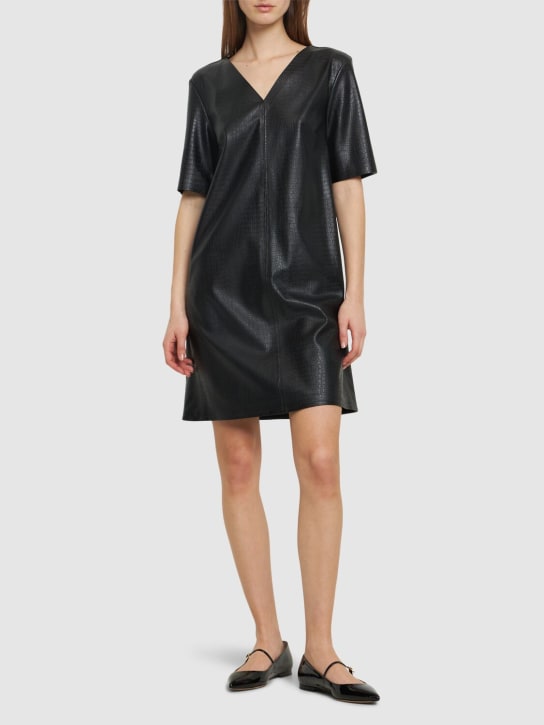 Max Mara: Eliot embossed faux leather mini dress - Black - women_1 | Luisa Via Roma