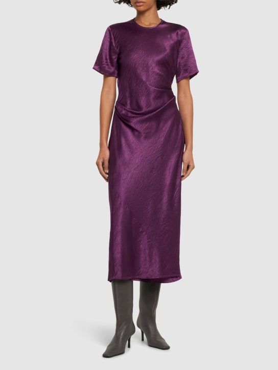 Acne Studios: Satin short sleeved midi wrap dress - Purple - women_1 | Luisa Via Roma