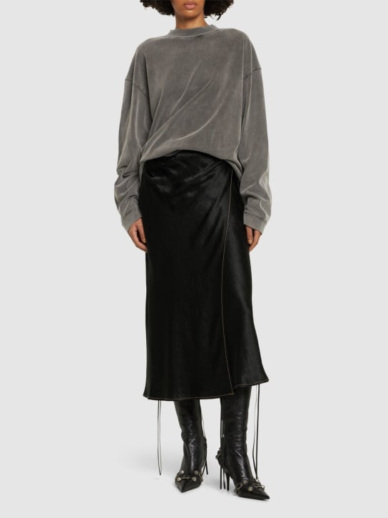 Acne Studios: Satin wraparound midi skirt - Black - women_1 | Luisa Via Roma