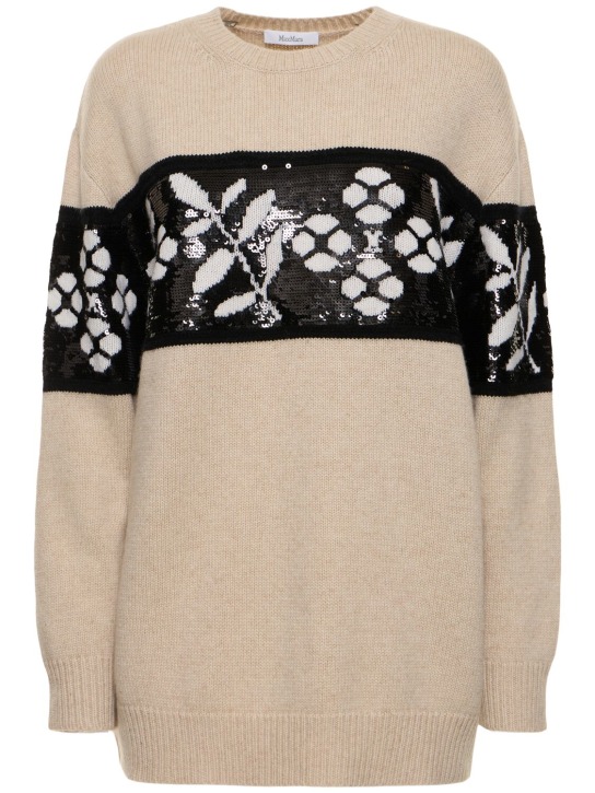 Max Mara: Faggi wool & cashmere oversize sweater - Multi Cacha - women_0 | Luisa Via Roma
