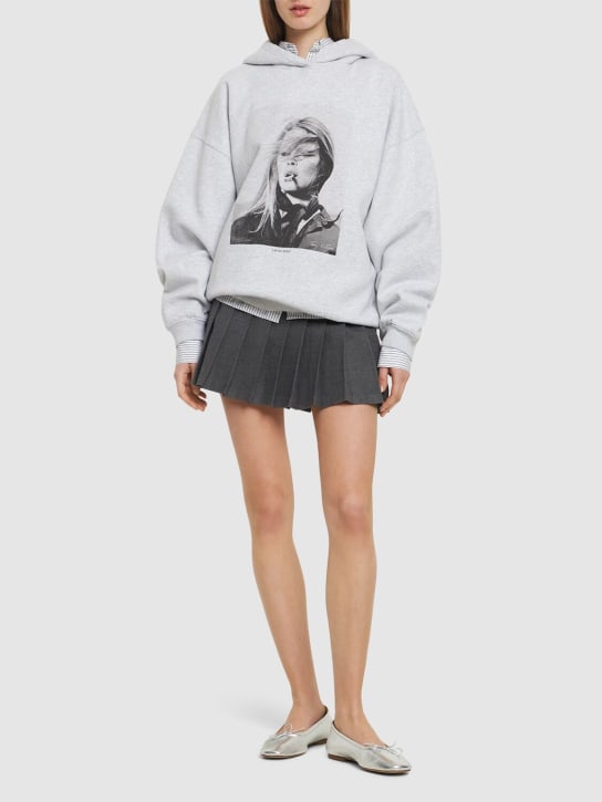 ANINE BING: Harvey printed cotton hoodie - Heather Grey - women_1 | Luisa Via Roma