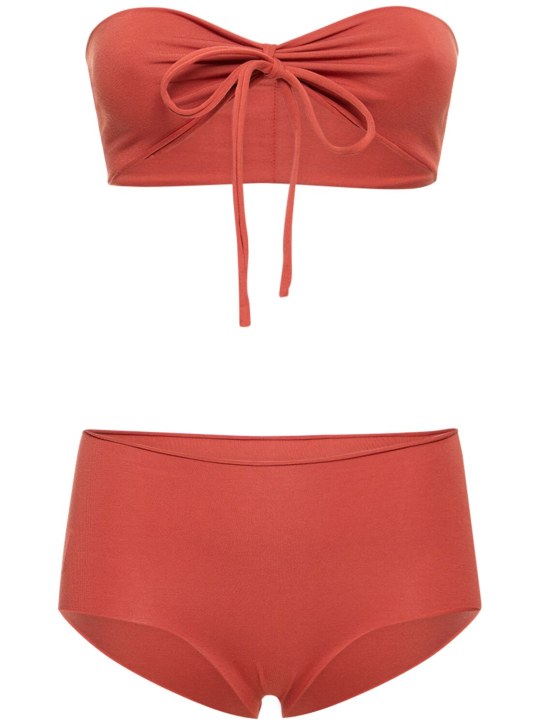 Isole & Vulcani: Seamless cotton jersey bikini - Terracotta - women_0 | Luisa Via Roma