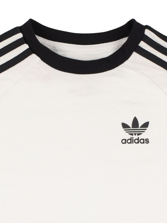 adidas Originals: T-Shirt aus Baumwolle mit 3 Streifen - Weiß - kids-girls_1 | Luisa Via Roma