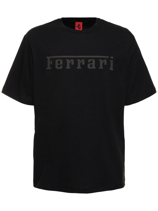 Ferrari: Logo oversize cotton jersey t-shirt - Black - men_0 | Luisa Via Roma