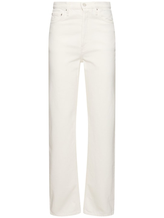 Toteme: Classic high rise straight denim jeans - White - women_0 | Luisa Via Roma