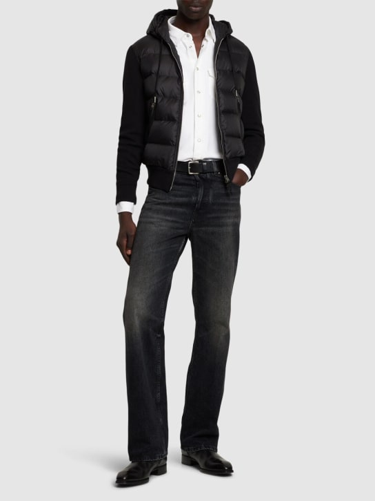 Tom Ford: Wool blend down zip jacket - Black - men_1 | Luisa Via Roma