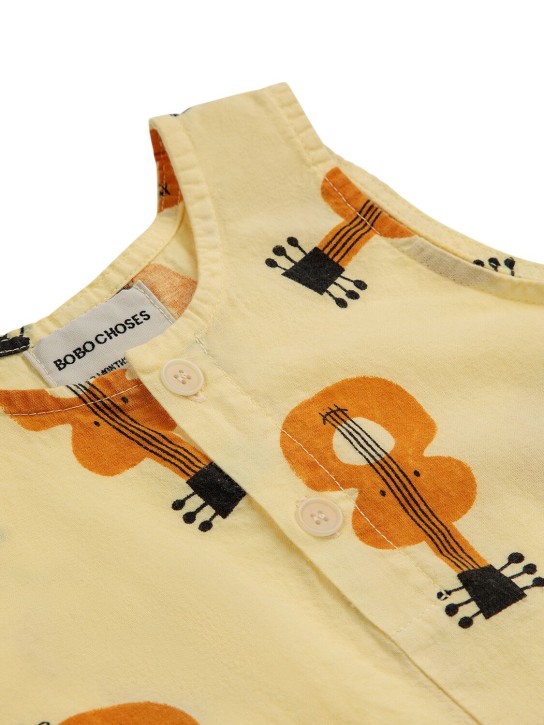 Bobo Choses: Printed cotton romper - Light Yellow - kids-girls_1 | Luisa Via Roma