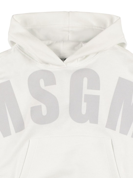 MSGM: Sweat-shirt en coton à capuche - Blanc - kids-girls_1 | Luisa Via Roma