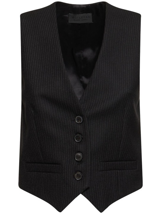Nili Lotan: Ismael tailored wool vest - Black Pinstripe - women_0 | Luisa Via Roma