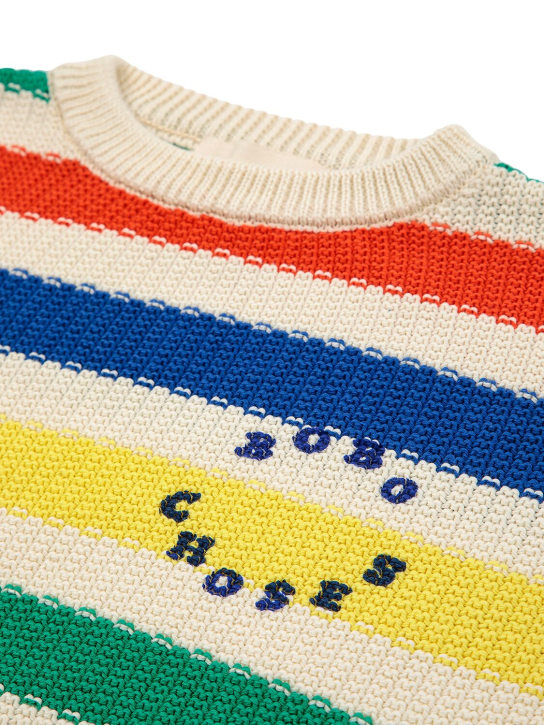 Bobo Choses: Pull-over en maille de coton biologique - Multicolore - kids-boys_1 | Luisa Via Roma