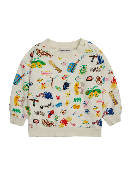 Bobo Choses: Organic cotton crewneck sweatshirt - White/Multi - kids-boys_0 | Luisa Via Roma