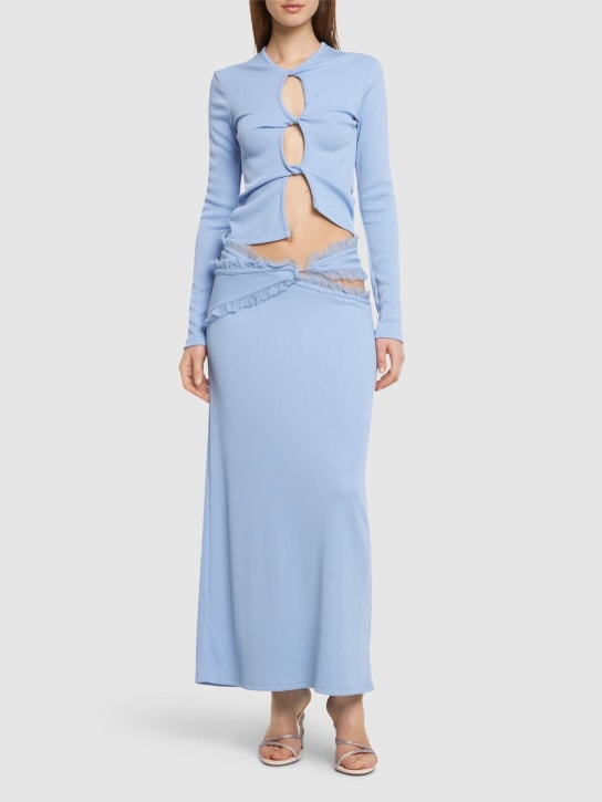 Christopher Esber: Carina cutout long skirt w/tulle details - Light Blue - women_1 | Luisa Via Roma