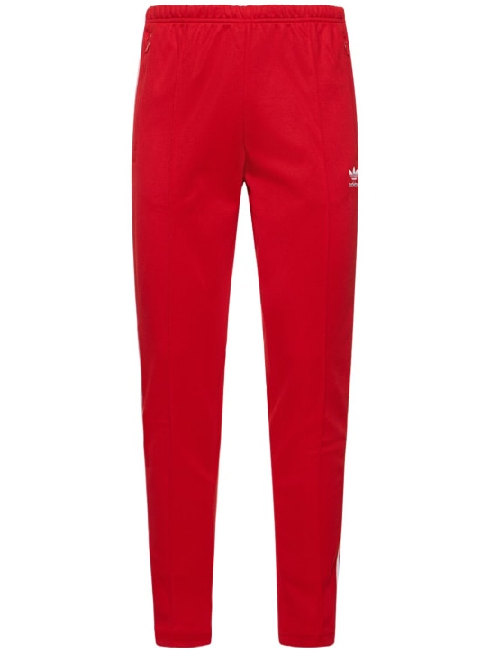 adidas Originals: Beckenbauer cotton blend track pants - Red/White - men_0 | Luisa Via Roma