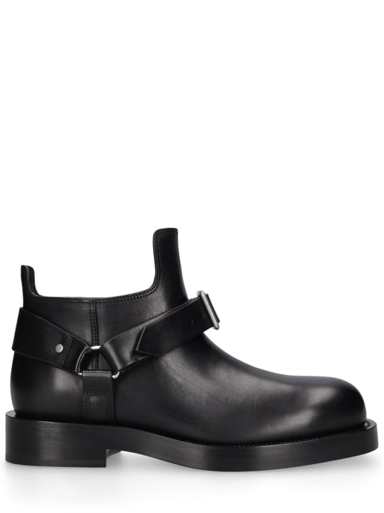 Burberry: MF Saddle mini leather ankle boots - Black - men_0 | Luisa Via Roma