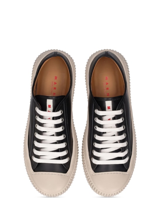 Marni Junior: Leather lace-up sneakers w/ logo - Black - kids-boys_1 | Luisa Via Roma