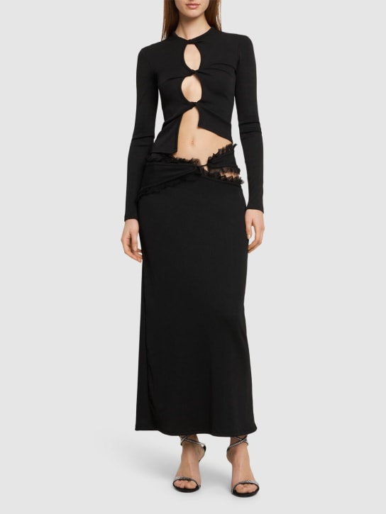 Christopher Esber: Carina cutout long skirt w/tulle details - Black - women_1 | Luisa Via Roma