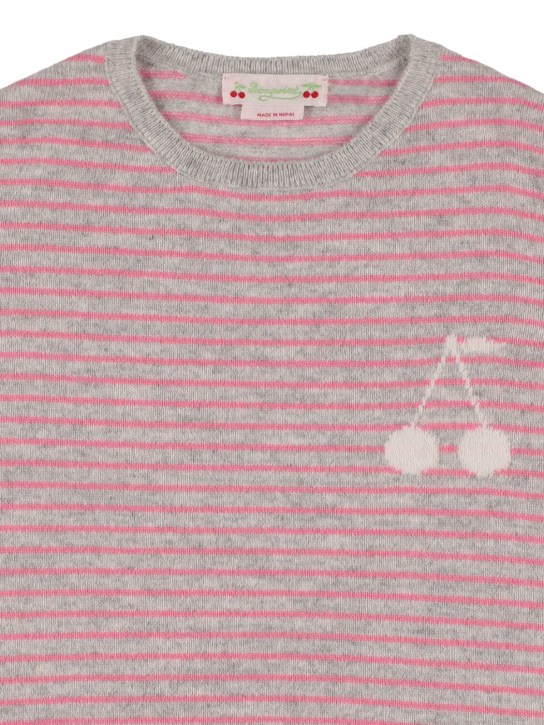 Bonpoint: Embroidered cashmere knit sweater - Pink - kids-girls_1 | Luisa Via Roma