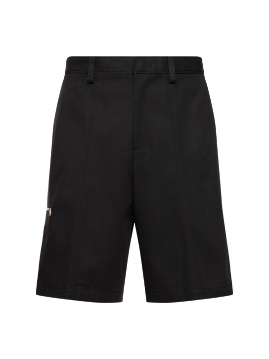 Lanvin: Shorts chinos de algodón - Negro - men_0 | Luisa Via Roma