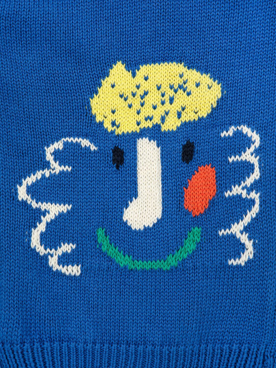 Bobo Choses: Cotton knit cardigan - Blue - kids-girls_1 | Luisa Via Roma