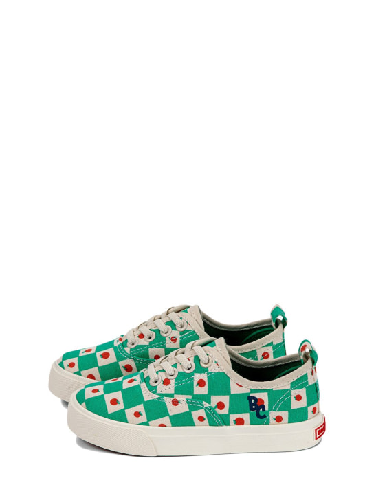 Bobo Choses: Printed organic cotton lace-up sneakers - Multicolor - kids-girls_0 | Luisa Via Roma