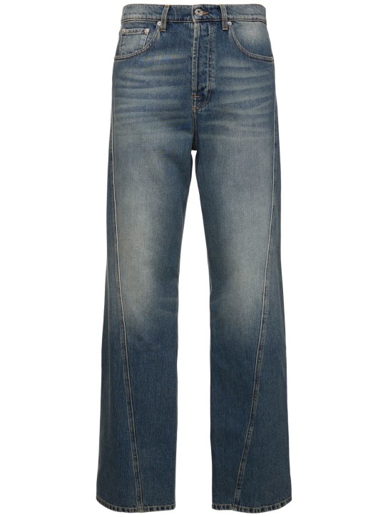 Lanvin: Jeans de denim de algodón 23.5cm - Azul - men_0 | Luisa Via Roma