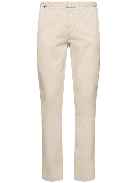 Boss: Kaito stretch cotton slim fit pants - Natural - men_0 | Luisa Via Roma