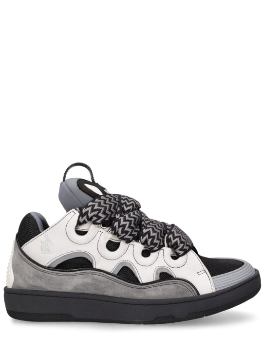 Lanvin: Curb leather sneakers - Black/Grey - women_0 | Luisa Via Roma