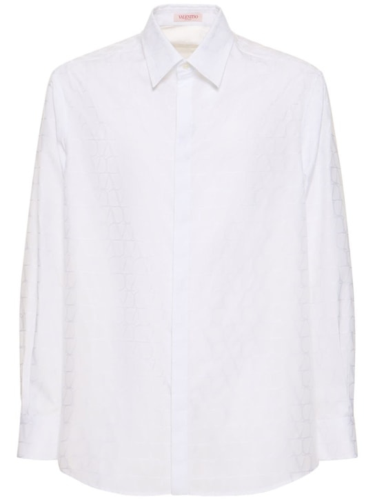 Valentino: Toile Iconographe cotton shirt - White - men_0 | Luisa Via Roma
