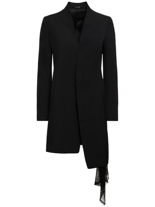 Yohji Yamamoto: Asymmetric wool gabardine jacket - Black - women_0 | Luisa Via Roma