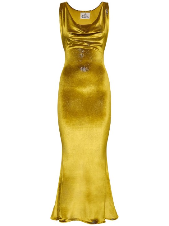Vivienne Westwood: Liz sleeveless velvet midi dress - Yellow - women_0 | Luisa Via Roma