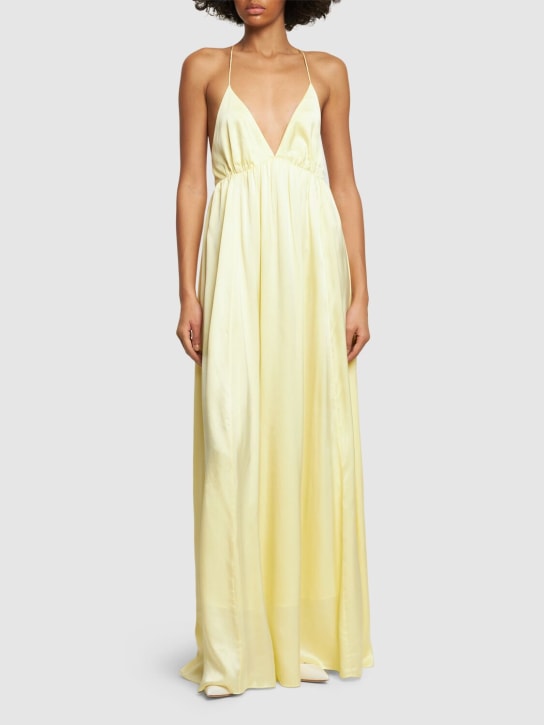 Zimmermann: Long silk slip dress - Lemon - women_1 | Luisa Via Roma