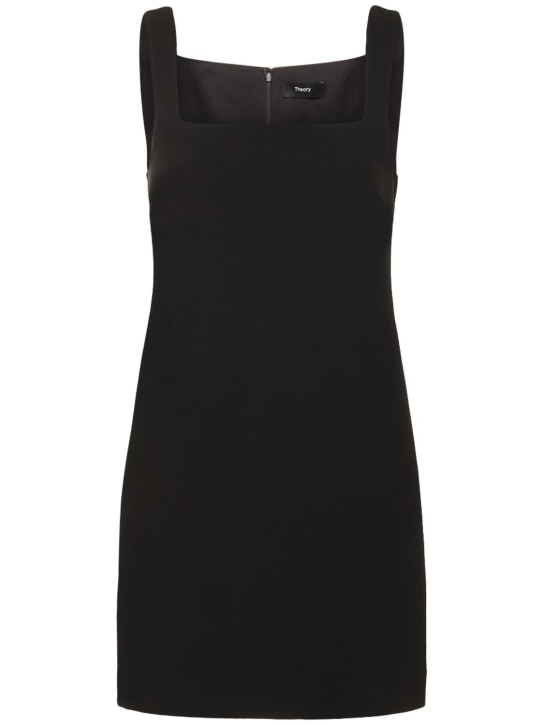 Theory: Shift square neck tech mini dress - Black - women_0 | Luisa Via Roma