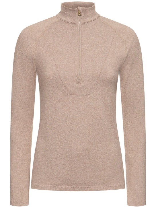 Varley: Half zip long sleeve shirt - Beige - women_0 | Luisa Via Roma