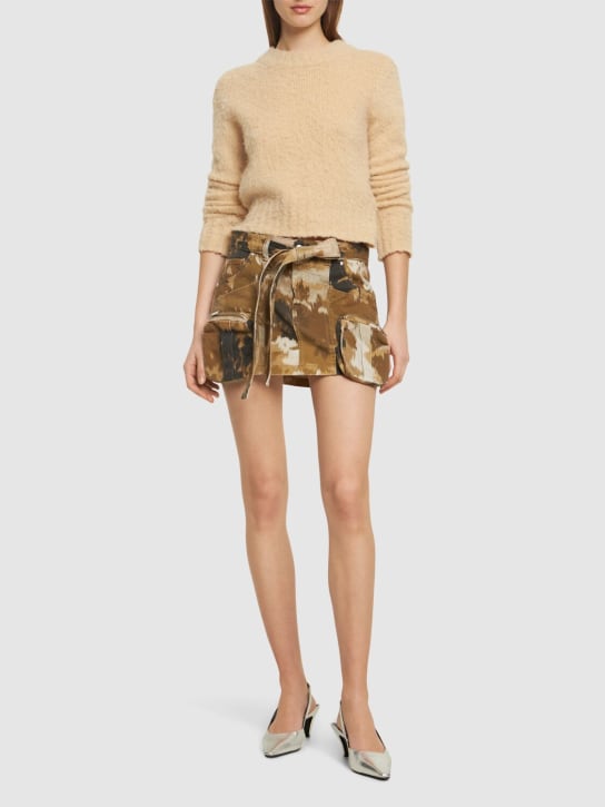 Blumarine: Belted denim mini cargo skirt - Multi/Green - women_1 | Luisa Via Roma
