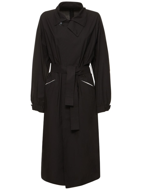 Yohji Yamamoto: Trench-coat mi-long en coton - Noir - women_0 | Luisa Via Roma