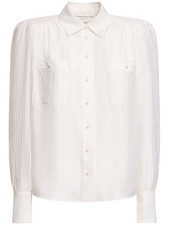 Alessandra Rich: Hemd aus Seidenjacquard mit Taschen - Weiß - women_0 | Luisa Via Roma