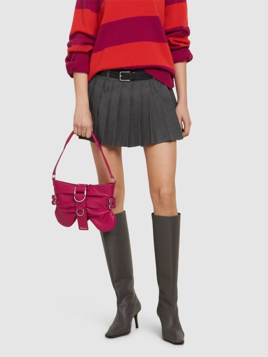 Blumarine: Grand sac porté épaule en cuir - Very Berry - women_1 | Luisa Via Roma
