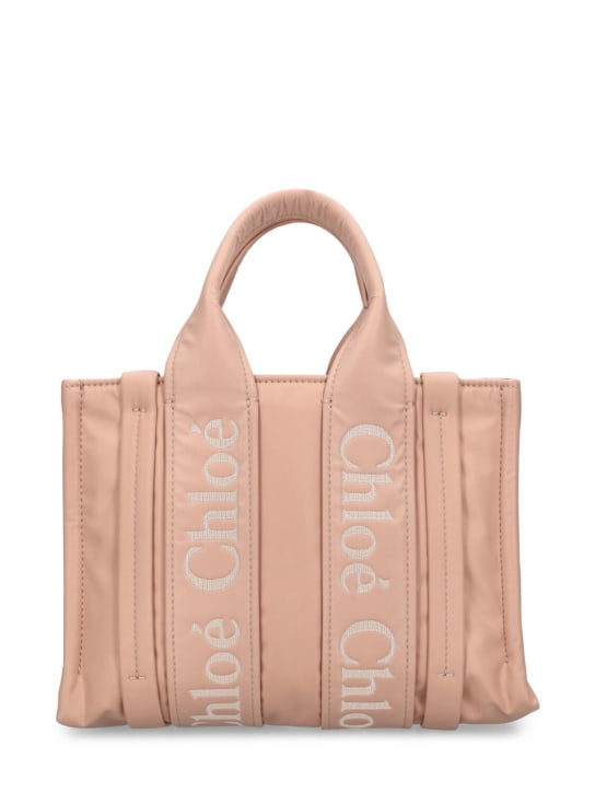 Chloé: Mini Woody nylon top handle bag - Rose Dust - women_0 | Luisa Via Roma
